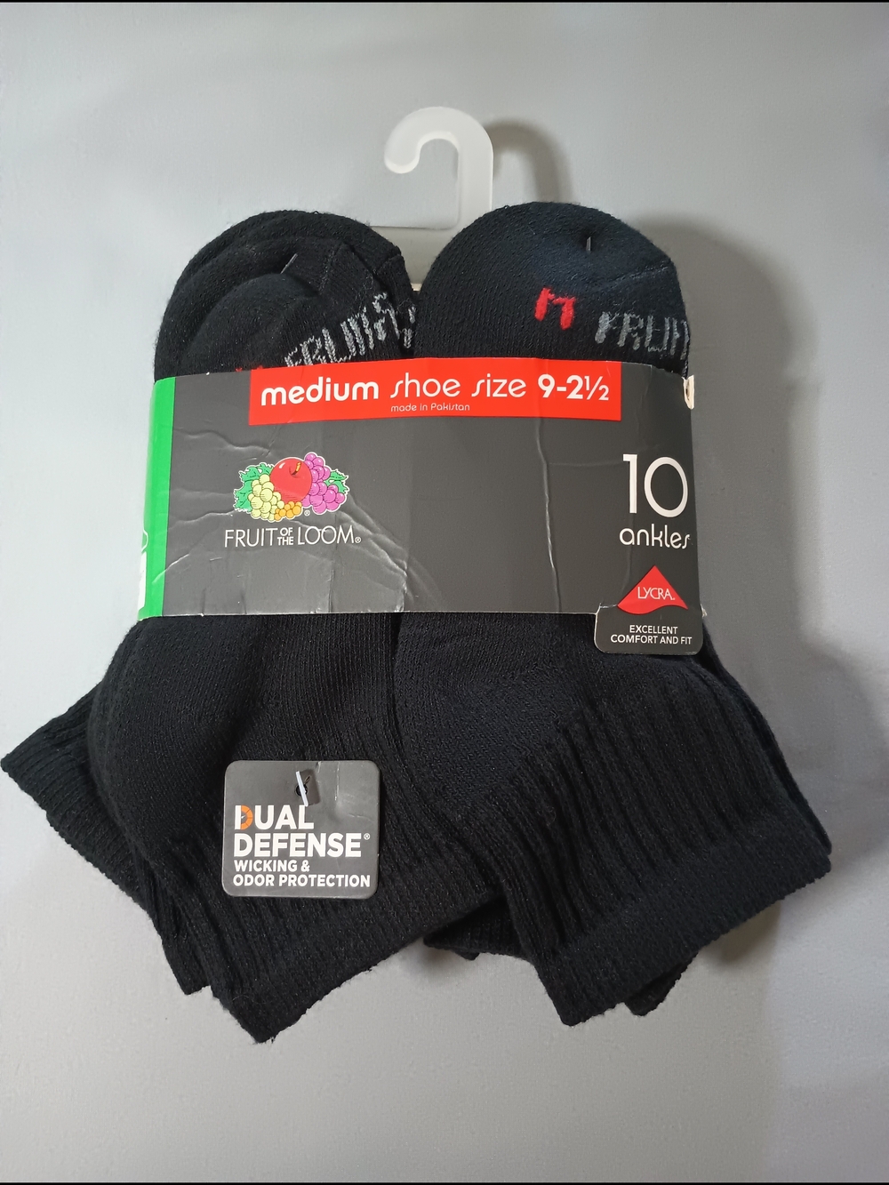 Fruit Of The Loom Black Ankle Socks